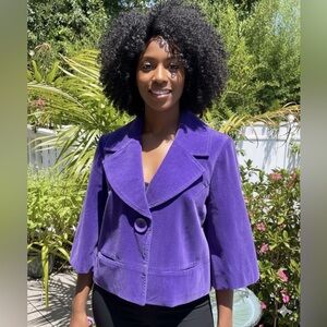 INC International Concepts Women's Violet Purple Velvet Swing Jacket Size Medium